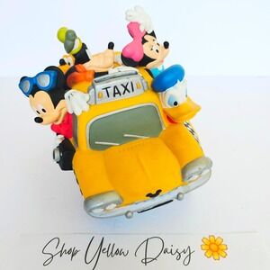 Vintage Disney World of Disney NYC Yellow Taxi Cab Fab 5 Mickey Coin Bank